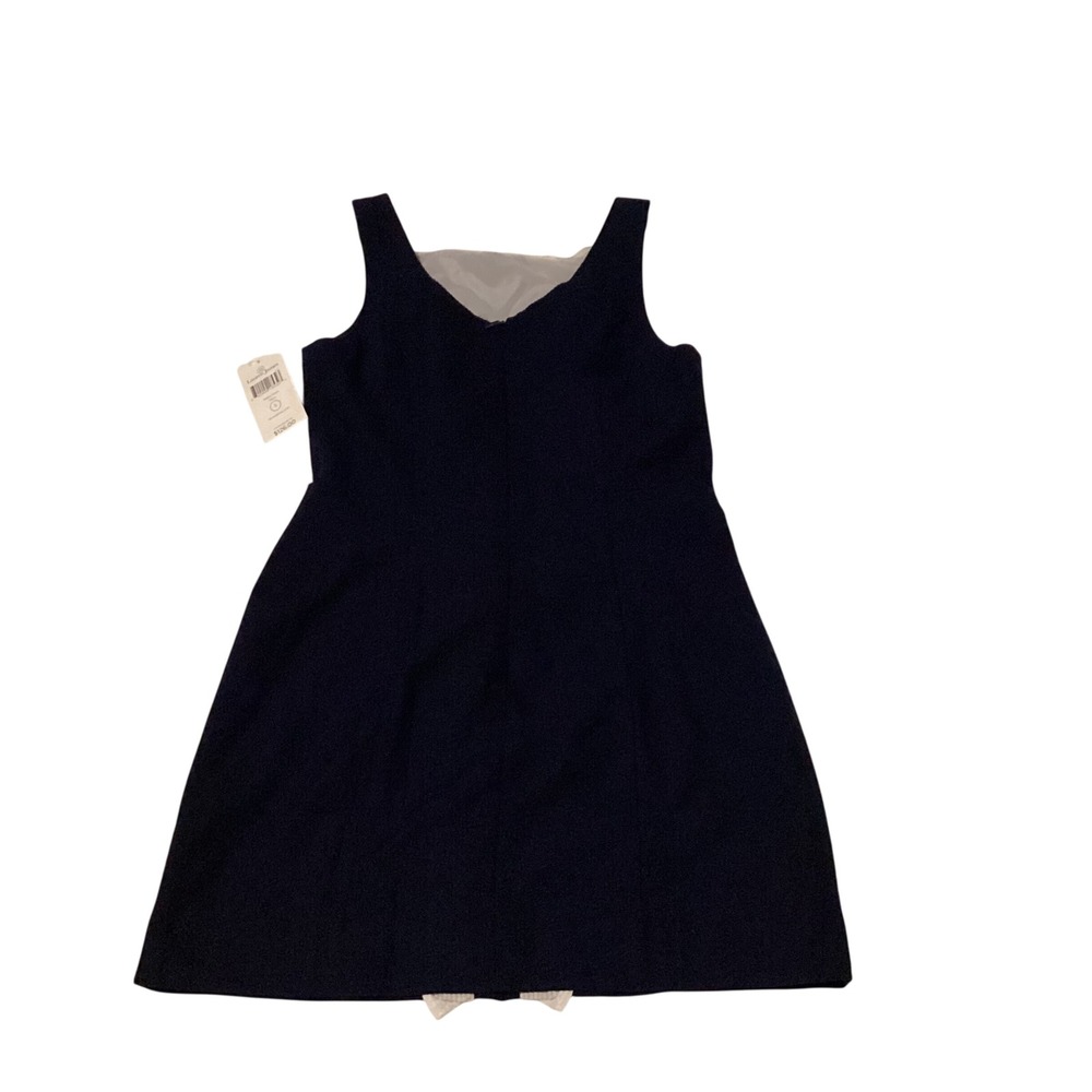 Lauren James Navy Blue Sleeveless Ruffle Front Sheath Dress S Made in USA‎ NWT - Picture 2 of 7